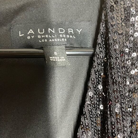 New with tags Laundry by Shelli Segal red black sequin long sleeve dress, sz 6 - Picture 7 of 15